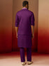Men Purple Silk 3-Piece Nehru Jacket Set